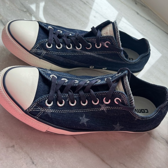 CHUCK TAYLOR CONVERSE DENIM FLAG SNEAKERS STARS STRIPES 4th JULY Mens 9.5 /W11.5 - Picture 2 of 16